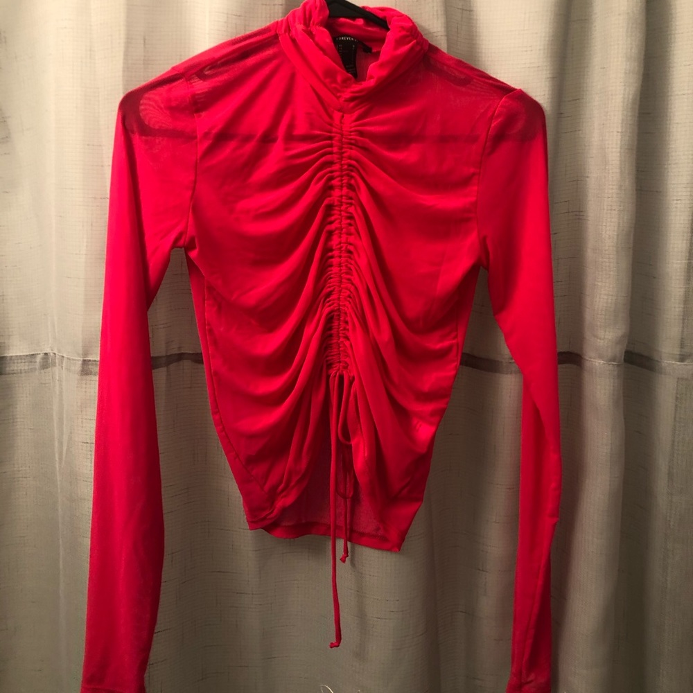 Neon/hot pink sheer shirt